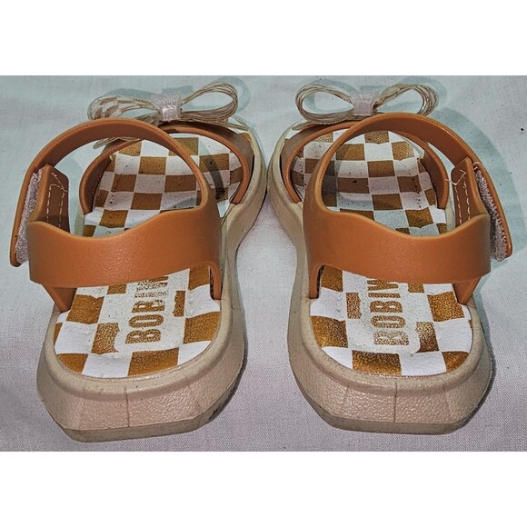 Hopscotch Girls Checkered Sandals – Brown, Size 8c (TPR & Rubber Sole) - Picture 3 of 7